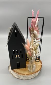 Windlicht Haus aus Metall mit Kerze
